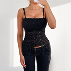 VINTAGE black lace cami top
