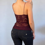 VINTAGE burgundy red lace cami vest top