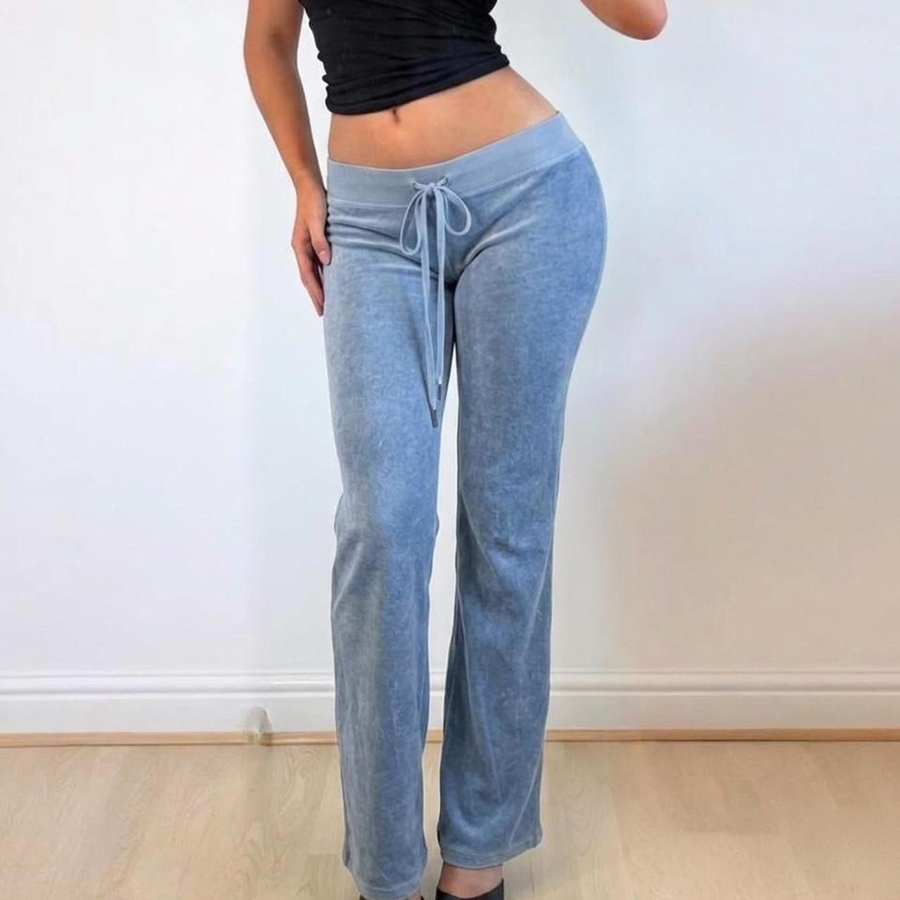 VINTAGE Juicy Couture blue velvet low rise flares
