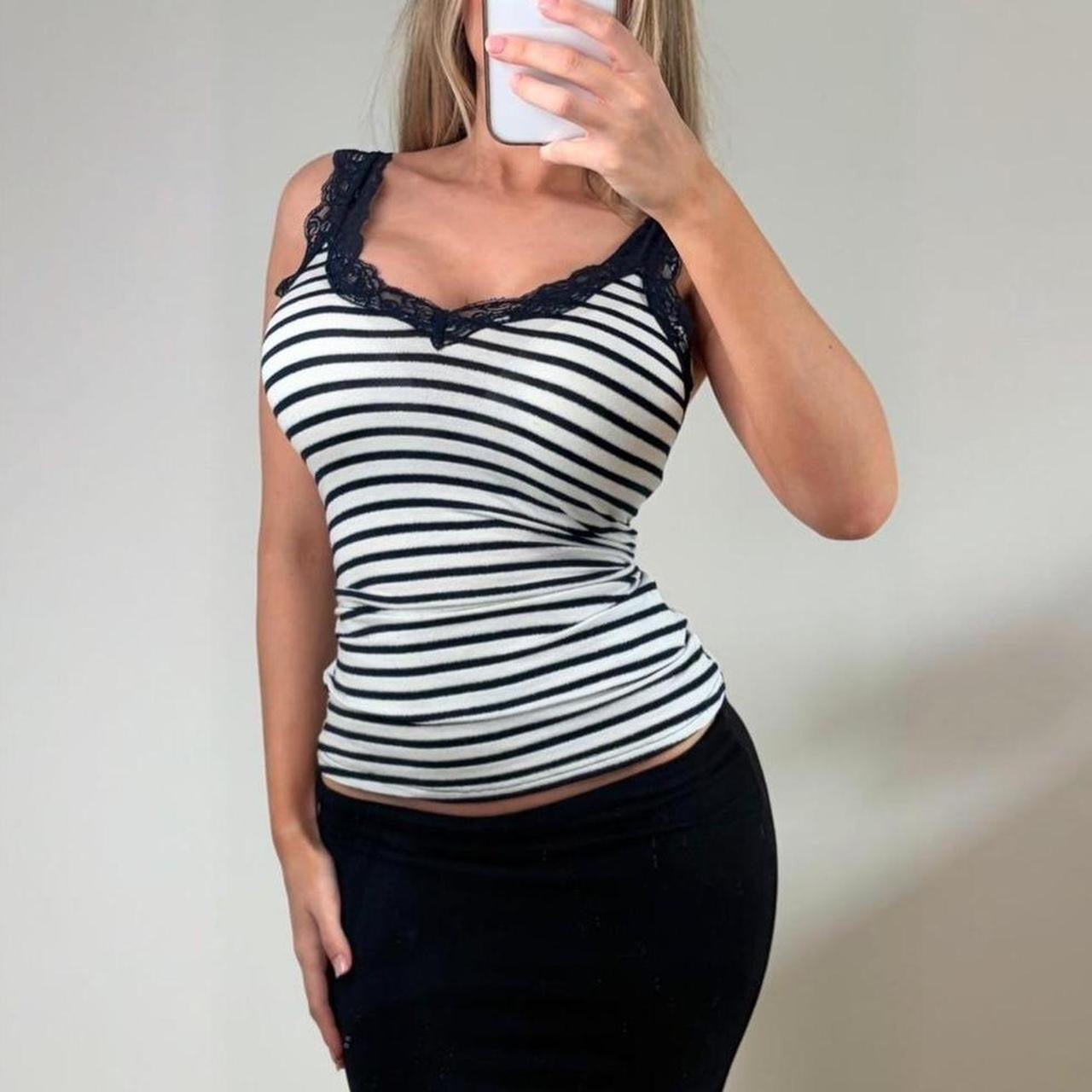 VINTAGE navy Striped cami top
