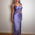 VINTAGE Purple satin slip gown maxi dress