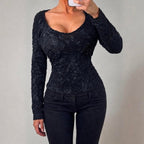 VINTAGE Black lace long sleeve top