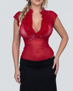 Vintage red blouse top