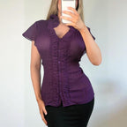 Purple ruffle blouse top