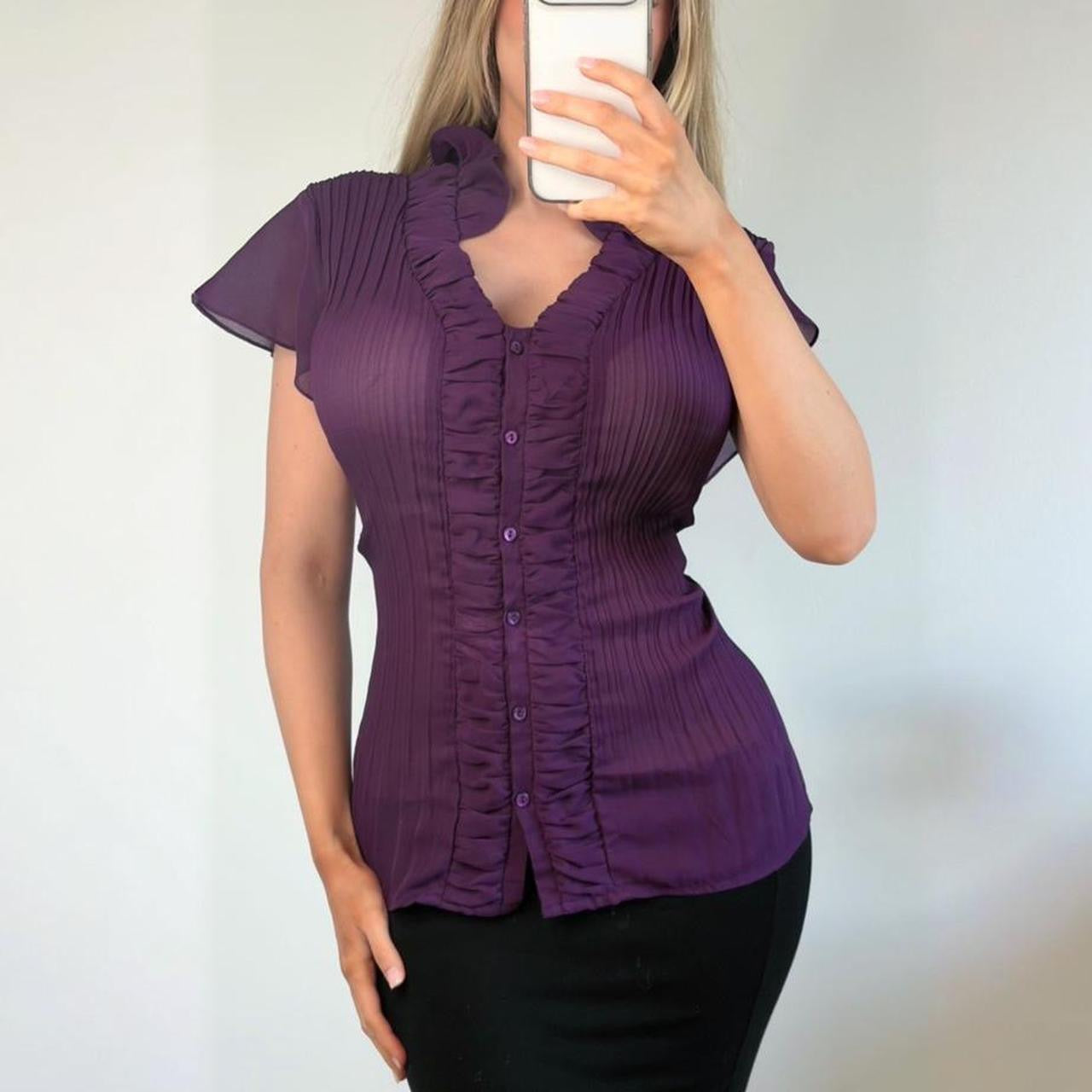 Purple ruffle blouse top