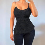 VINTAGE black cotton cami top