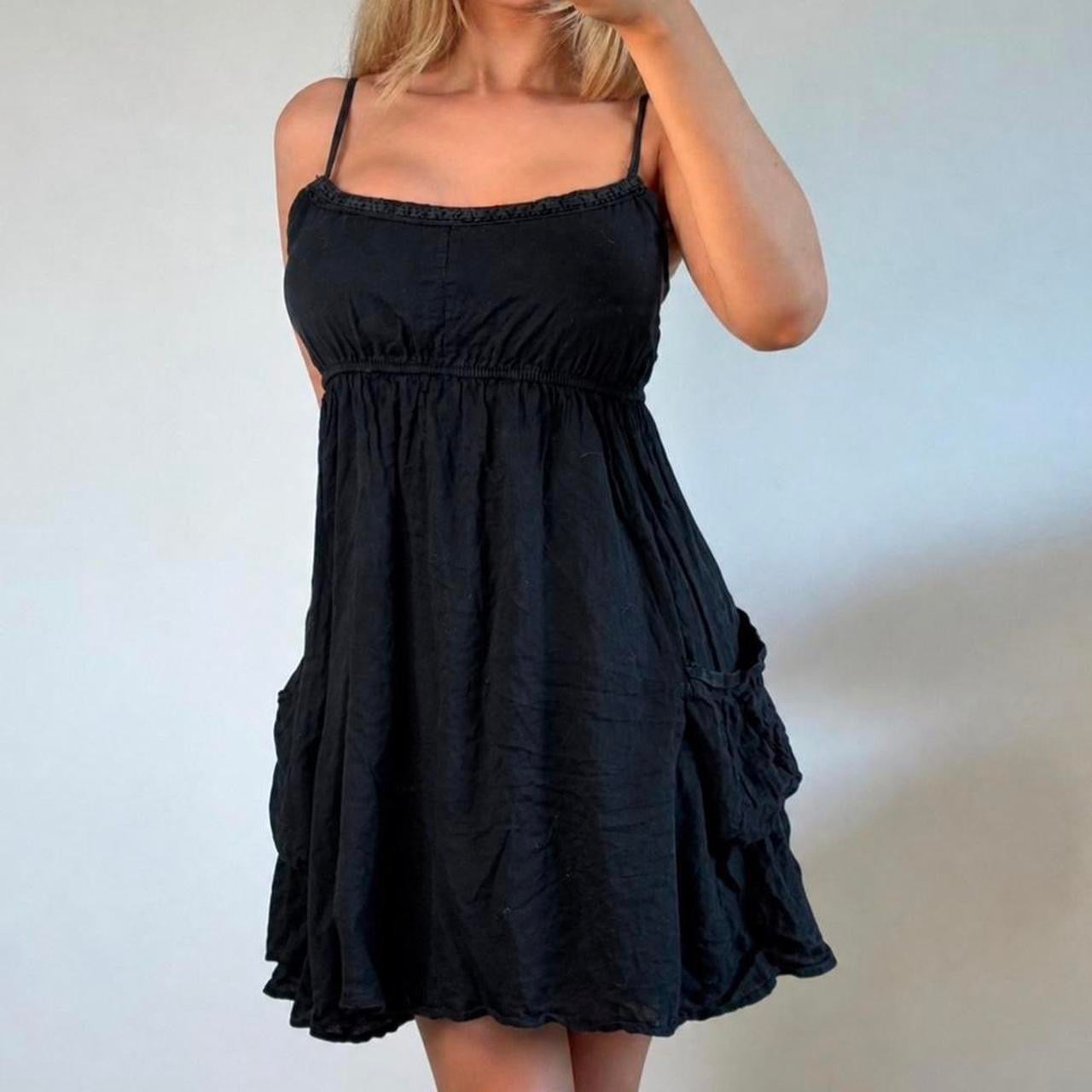 VINTAGE Black smock mini dress