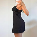 Vintage black polka dot slip mini dress