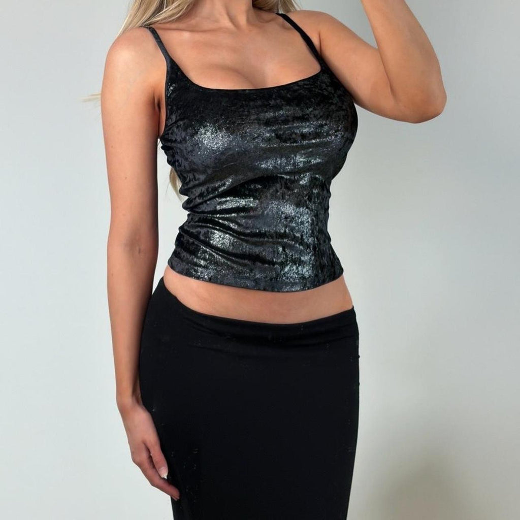 Black velvet cami top