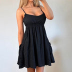 VINTAGE Black smock mini dress