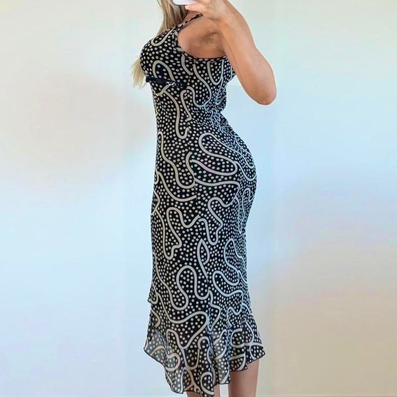 VINTAGE black and white ruffle maxi dress