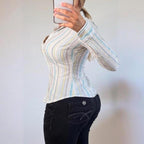 VINTAGE white striped button up shirt