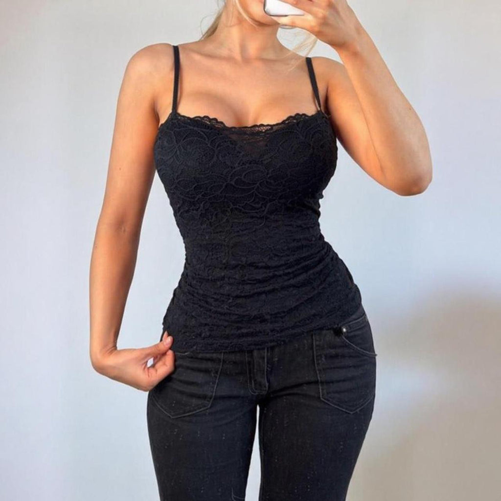 Morgan black lace cami