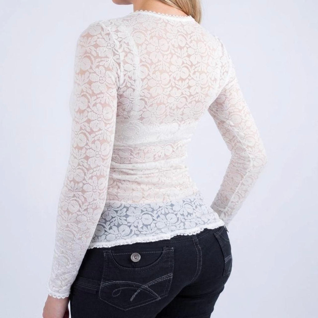 Vintage white lace long sleeve top