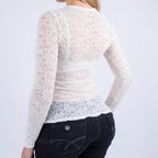Vintage white lace long sleeve top