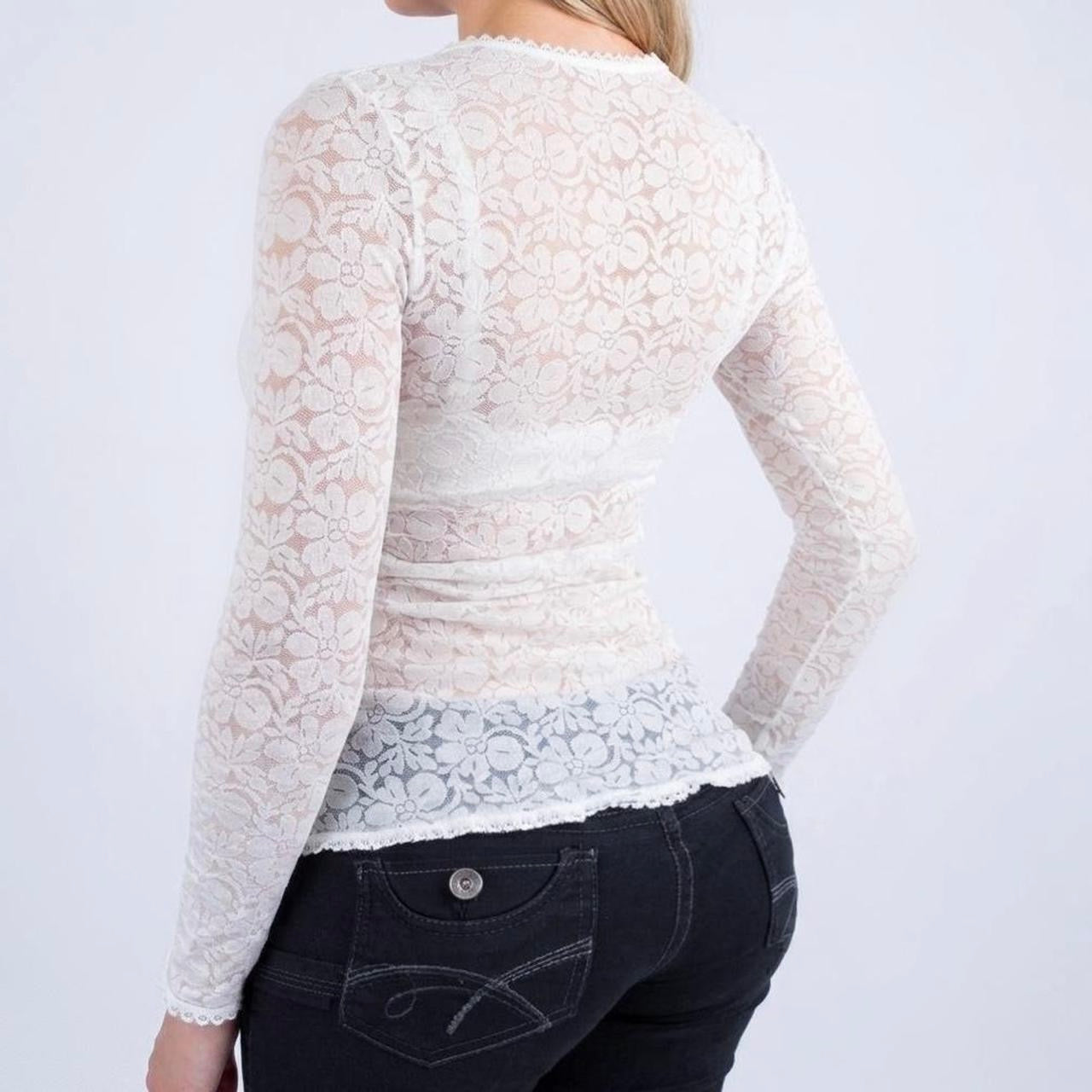 Vintage white lace long sleeve top