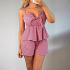 VINTAGE Red & white gingham plaid playsuit