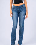 Vintage blue low rise flared jeans