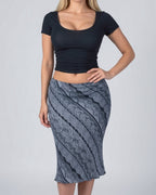 Vintage grey low rise midi skirt