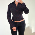VINTAGE black & pink pinstripe shirt long sleeve top