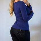 VINTAGE Blue long sleeve blouse top