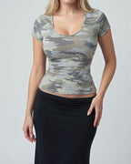 Vintage khaki camo short sleeve top