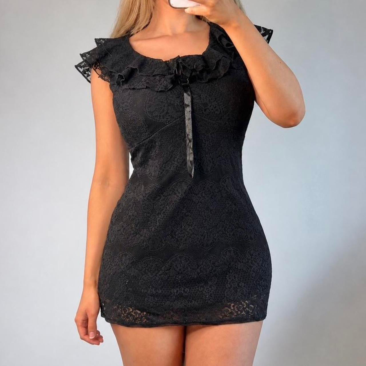 VINTAGE black lace mini dress