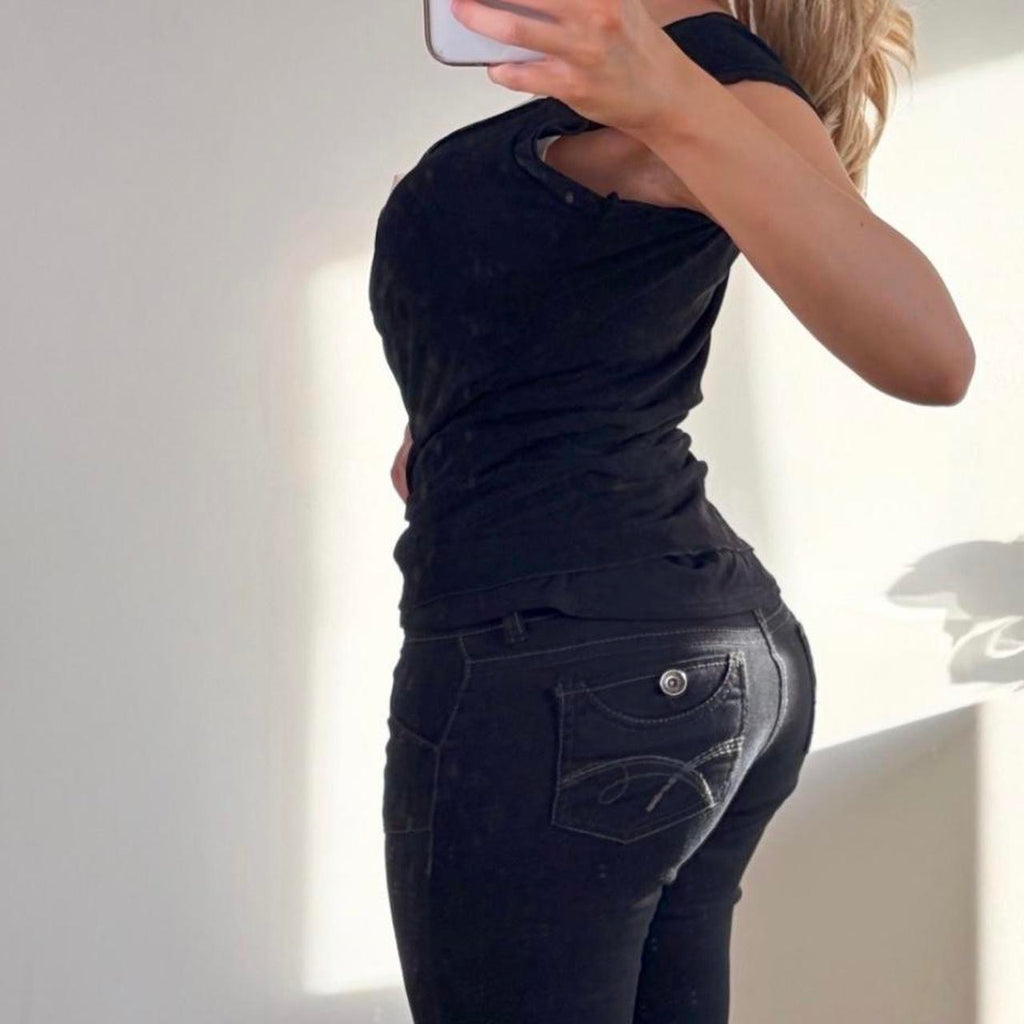 VINTAGE black blouse top
