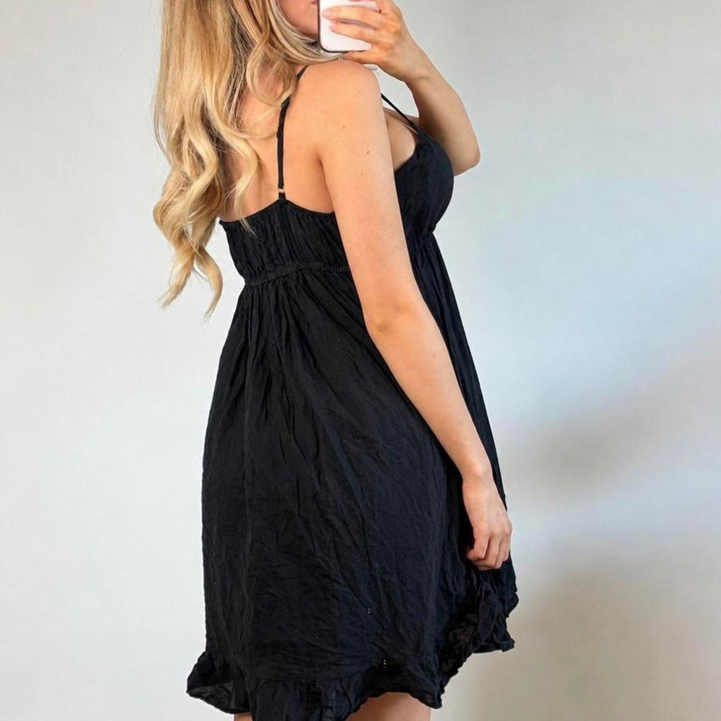 VINTAGE Black smock mini dress