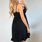 VINTAGE Black smock mini dress