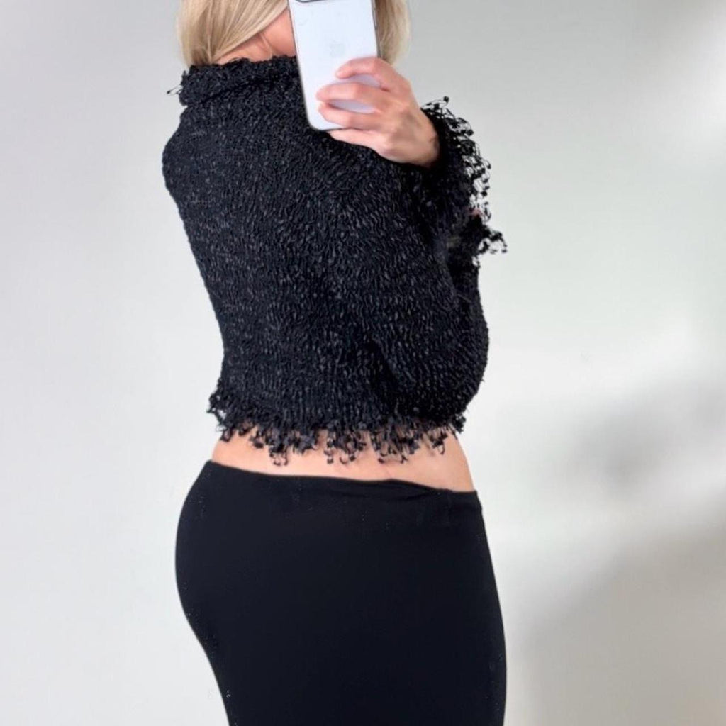 VINTAGE Black knit long sleeve cardigan top
