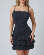 Vintage black ruffle mini dress