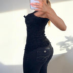 VINTAGE black lace cami top