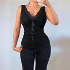 VINTAGE black lace sleeveless vest top