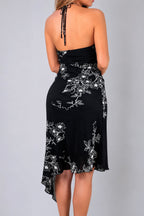 Black floral halter dress