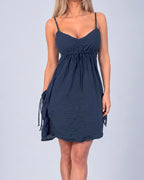 Vintage black cotton smock dress