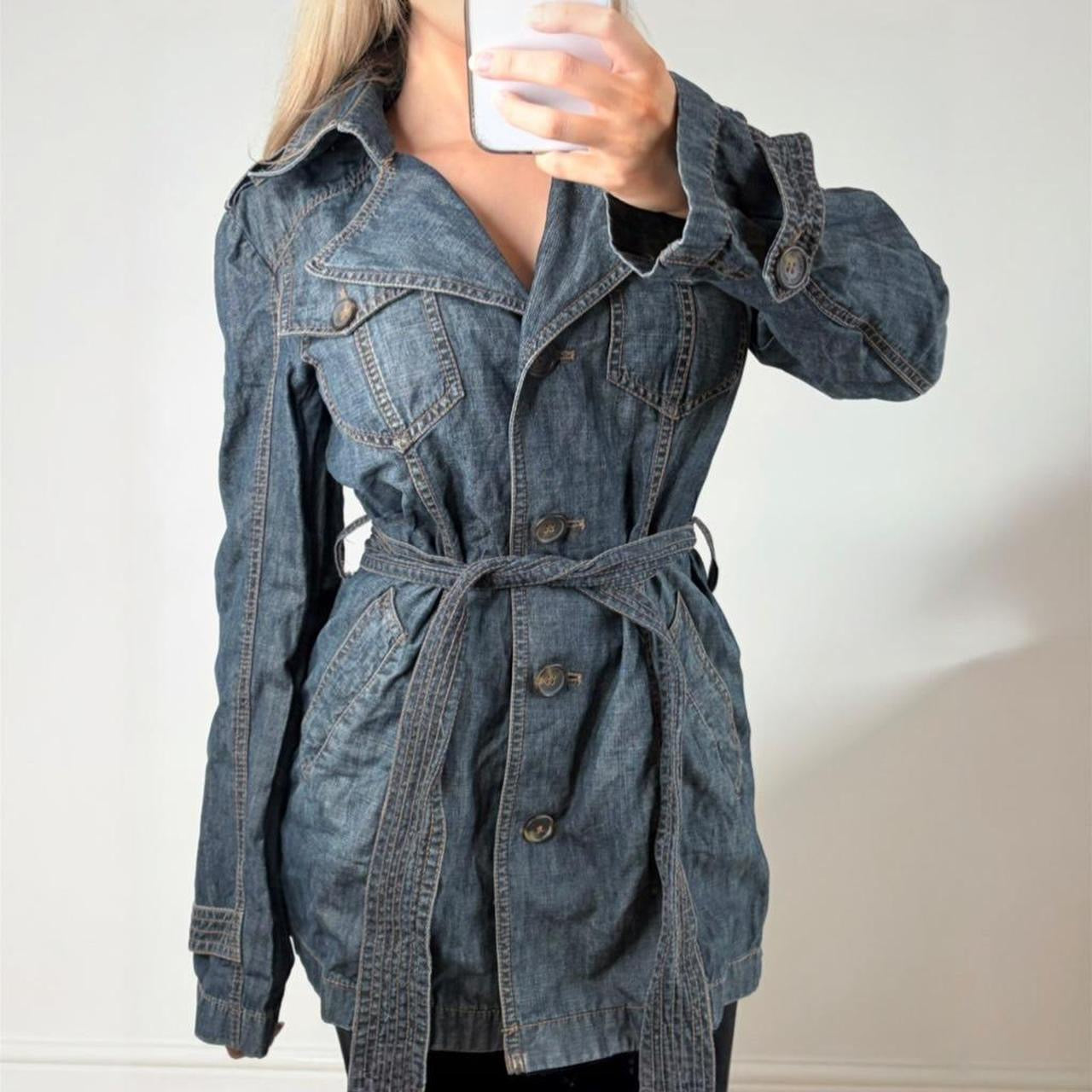 Blue denim trench coat