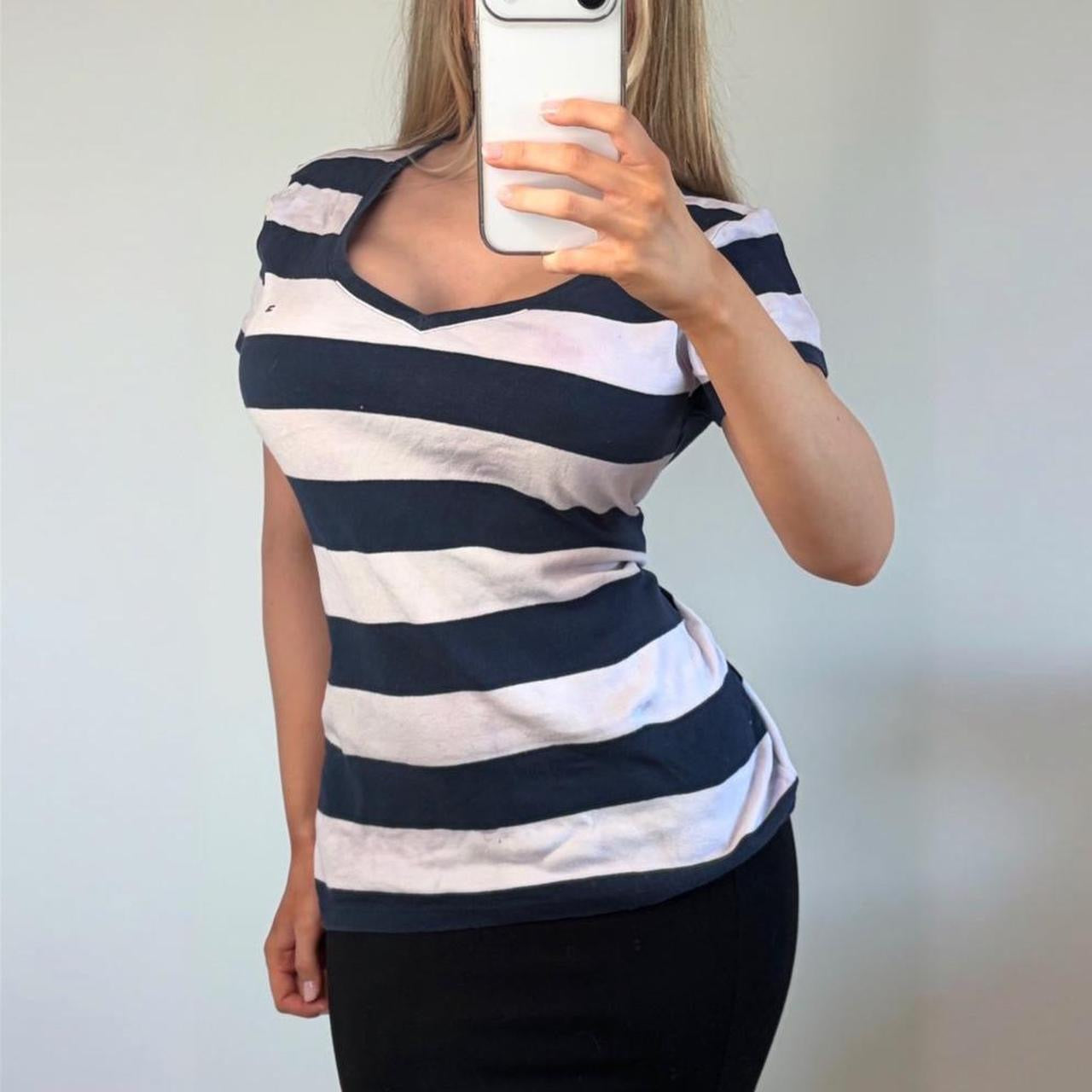 VINTAGE Tommy Hilfiger navy striped t shirt
