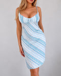Vintage blue striped midi dress