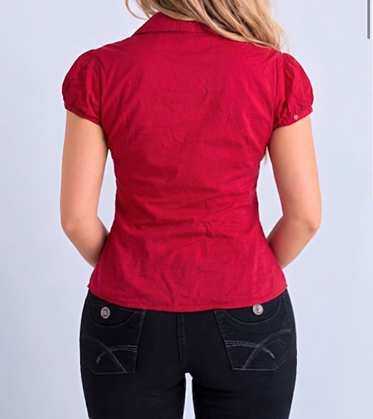 Vintage red button blouse top