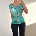 VINTAGE teal blue lace top
