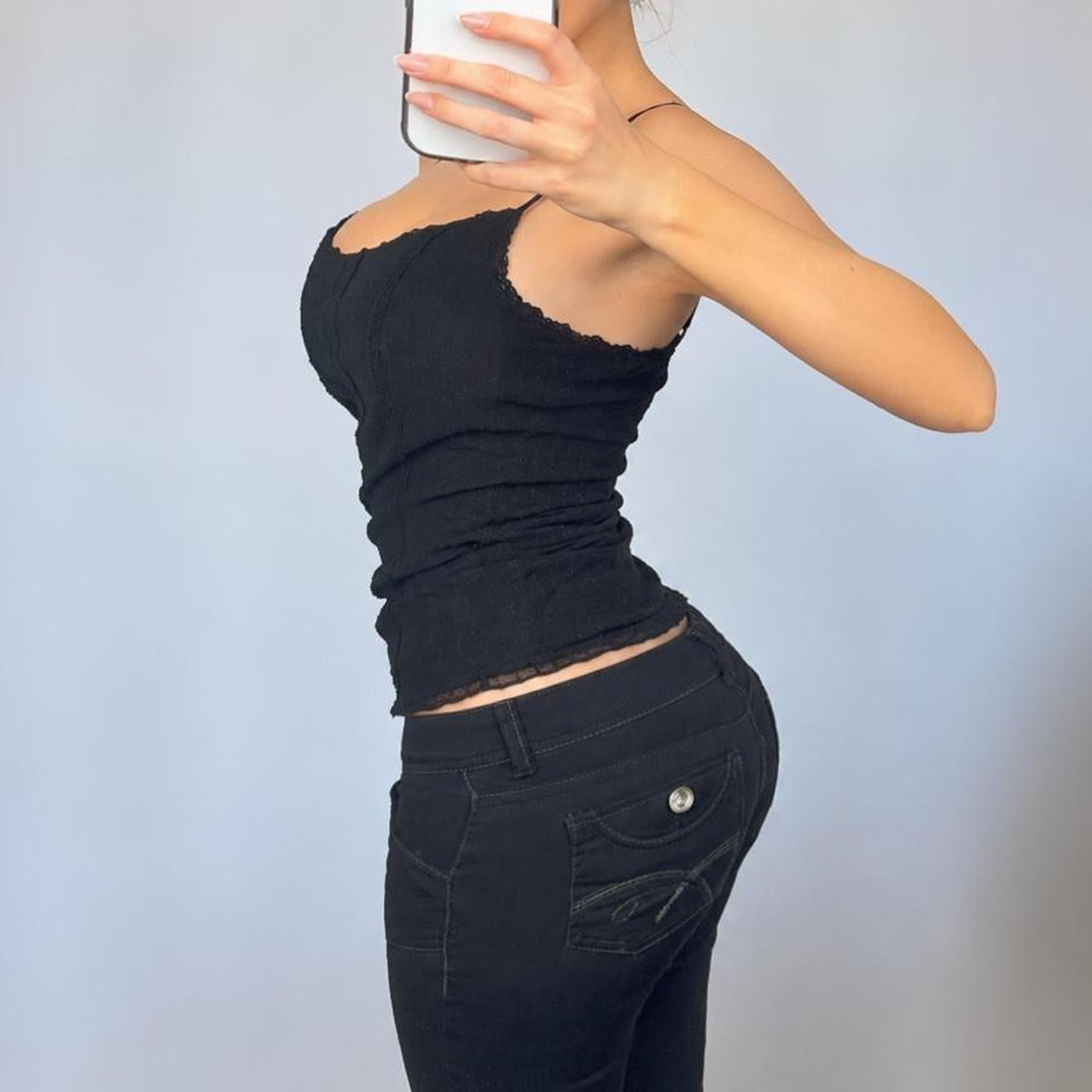 VINTAGE black lace cami vest top