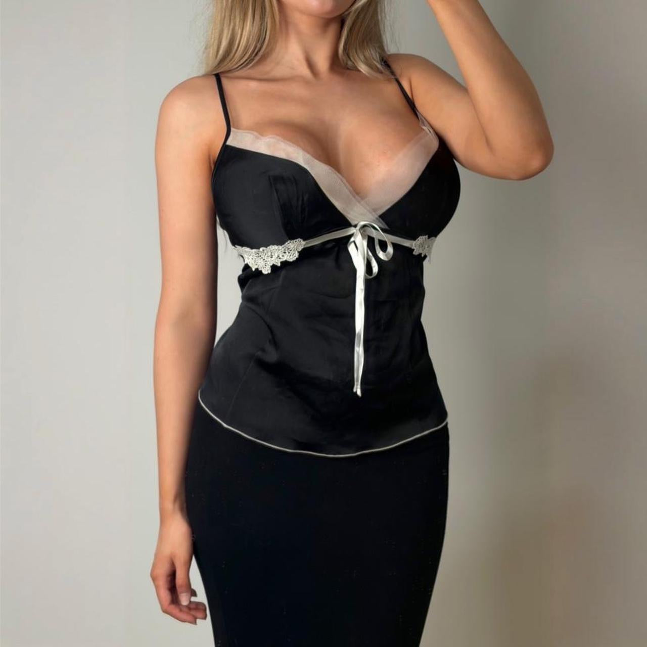 Black satin cami top