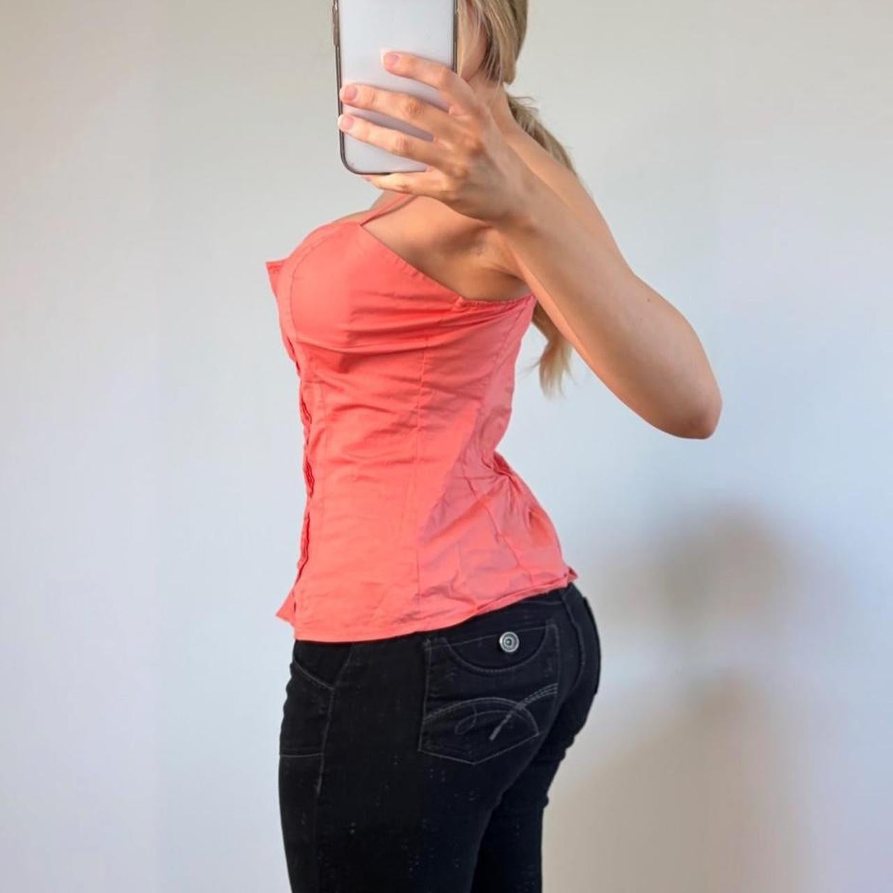 Coral corset cami top
