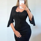 VINTAGE Black long sleeve milkmaid blouse top