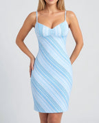 Vintage blue striped midi dress