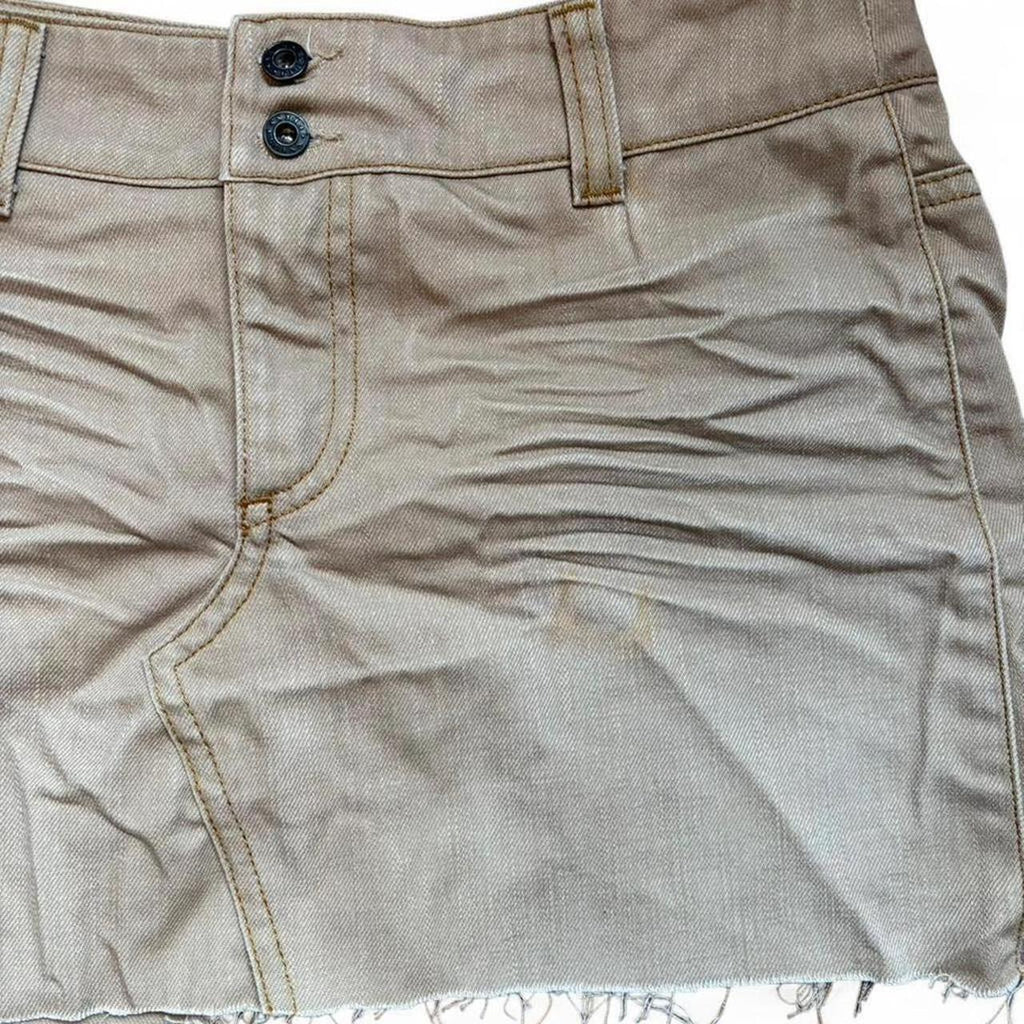 VINTAGE GUESS tan brown denim mini skirt