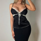 Black satin cami top