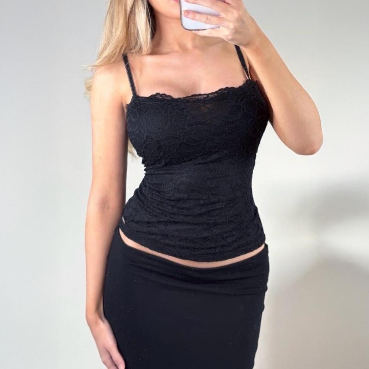 Morgan black lace cami
