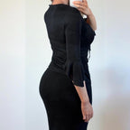 VINTAGE Black long sleeve milkmaid blouse top